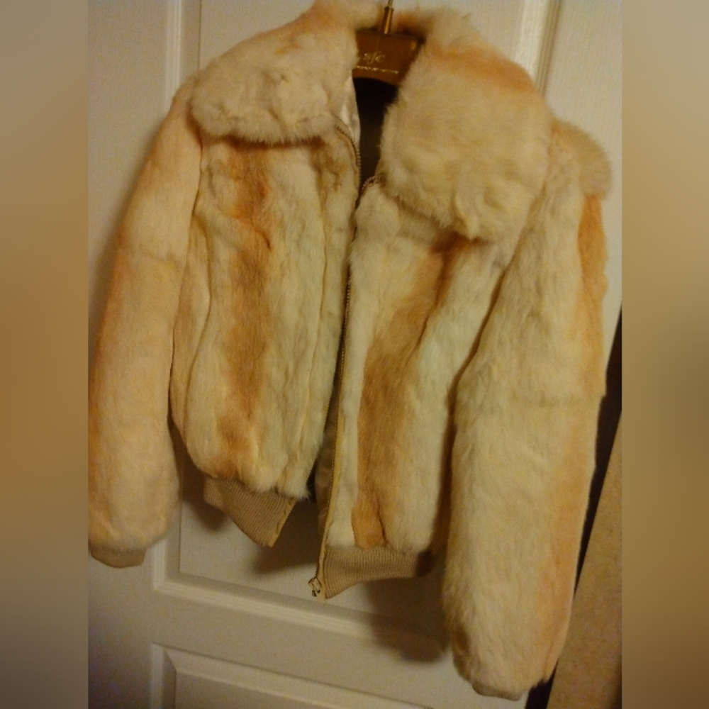 Bomber style Dyed rabbit fur jacket
